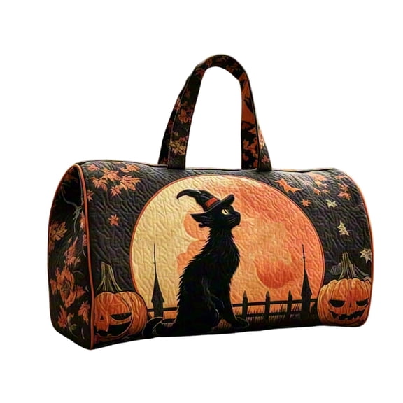 Halloween Tote Bags for Women Cute Cat Pumpkin 3D Printed Purse Hobo Bag for Travel and Work Trendy Halloween Handbags(01_Light Pink,18英寸 x 9英寸 x 9英寸)