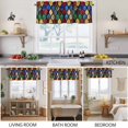 thumbnail image 5 of 2 Pack Abstract Valance for Window Stained Glass Moroccan Texture Kitchen Valance Rod Pocket Short Curtain Topper Decorative Window Treatment for Living Room Bedroom 42"x18", 5 of 8