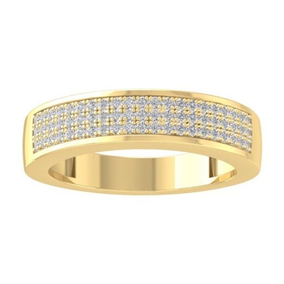 ARAIYA FINE JEWELRY 14K Yellow Gold Diamond Wedding Band Ring (1/4 cttw, I-J Color, I2-I3 Clarity) Size 9