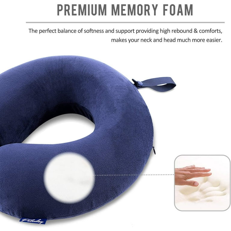 Fabuday Travel Pillow Memory Foam - Head Neck Support Airplane Pillow for  Traveling, Car, Home, Office, Travel Neck Flight Pillow with Attachable  Snap