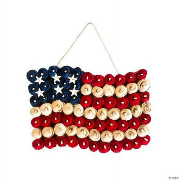 Patriotic Flag-Shaped Wreath, Fourth of July, Home Decor, 1 Piece