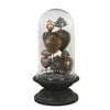 Woven Paths Decorative Tin Sacred Hearts on Wood Pedestal with Glass Cloche