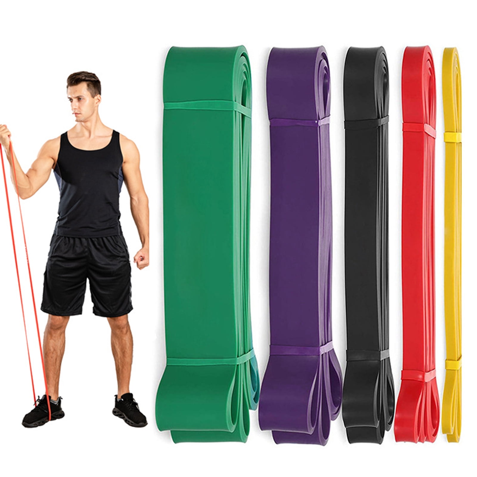 YIFAEUX Resistance Band Multifunction Body Stretching Muscles Building Physical Therapy Strength Training Home Gym Workout Exercise Pull-Up Yoga TPE Elastic Band