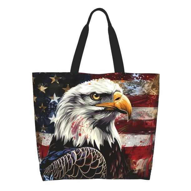 Disketp Retro American Eagle A Bolsa Tote Estampada para Mujer, Bolso de Hombro y de Mano para Compras y Viajes