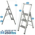 thumbnail image 3 of Sorfey 3-Step Step Ladder Slim, Anti-Slip Foldable Ladder Step Stool, Gray Wood & Silver, 3 of 8