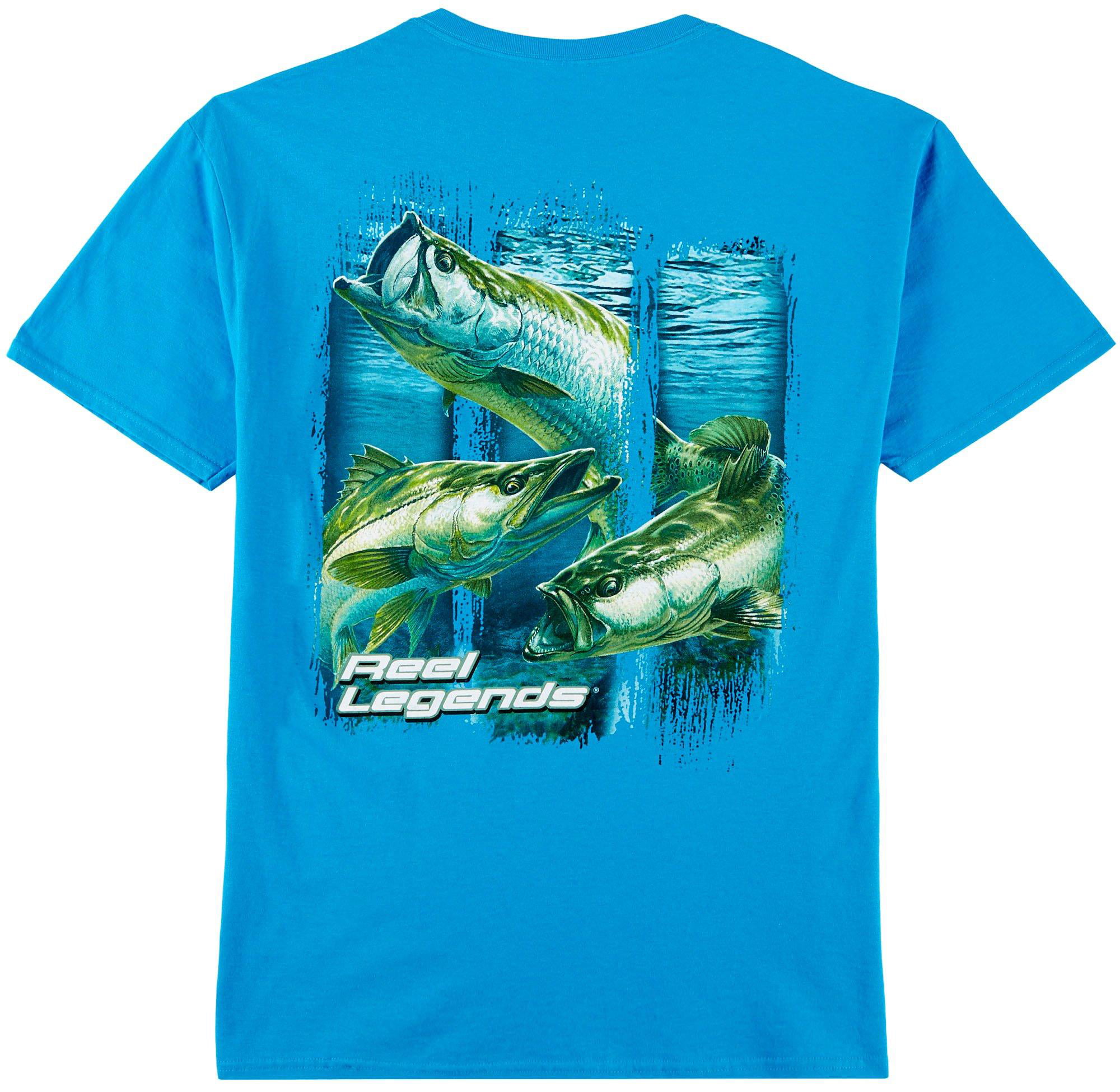 Reel Legends Mens 3-Strike Slam T-Shirt Medium Pacific blue 