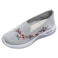 thumbnail image 5 of Loafers for Women Floral Embroidery Knit Msh Flat Walking Shoes Lightweight Casual Orthopedic Nursing Shoes Gray Size 8.5, 5 of 5