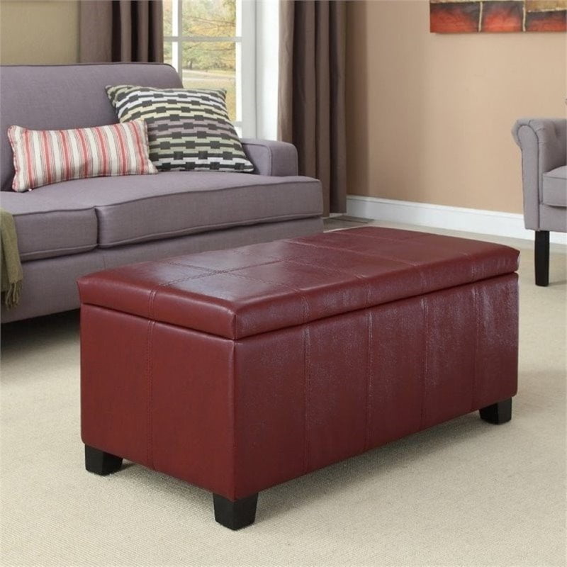 Atlin Designs Faux Leather Storage Bench in Radicchio Red - Walmart.com
