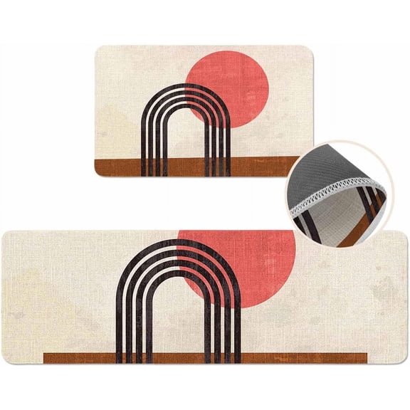 Modern Abstract Art Kitchen Mat Set of 2, Cushioned Anti-Fatigue Kitchen Rugs, Waterproof Non-Slip Kitchen Mat for Floor, Simplicity Durable Kitchen Rugs and Mats for Kitchen & Laundry