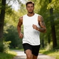 thumbnail image 5 of Mens Muscle Shirts Summer Sleeveless Crew Neck Clothing Plus Size Beach Vacation Tees Pullover Baggy Workout Tank Tops, M, 5 of 6