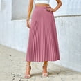 thumbnail image 4 of Byworldtasic Womens Pleated Midi Skirts Womens Aline Long High Elastic Waisted Summer Flowy Chiffon Swing Skirt, 4 of 9