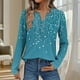 thumbnail image 1 of Ailaofu Long Sleeve Shirts for Women V Neck Henley Tops Fall Fashion Basic Trendy V-neck Printed Casual Tops, 1 of 6