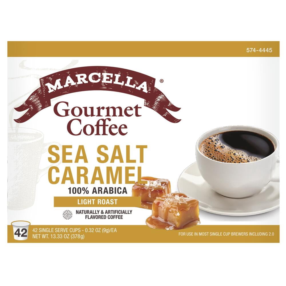Marcella Gourmet Coffee Sea Salt Caramel Light Roast 100% Arabica Pods - 42 Count