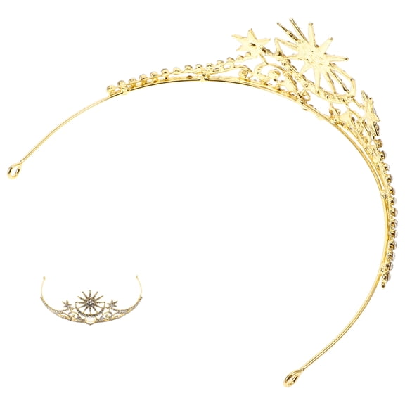 PBPBOX Luxury Rhinestone Bridal Headpiece Plated Gold Zinc Alloy Tiaras for Special Celebrations