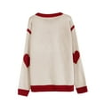 thumbnail image 3 of Sweaters for Women Heart Print Valentines Day Crewneck Color Block Knitted Pullover Sweaters Warm Long Sleeve Jumper Tops Alsol Lamesa, 3 of 6