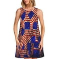 thumbnail image 1 of Daiia Robe Vintage Drapeau USA Imprimé pour Femmes 2025 Tendance Manches Courtes Robes Décontractées Amples Fluides Maxi Robes d'Été, 1 of 7