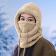 thumbnail image 6 of qolati Ski Mask Fleece Balaclava Winter Hood Mask for Women and Men Windproof Warm Fuzzy Drawstring Face Cover Hat Khaki Free Size, 6 of 7