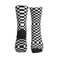 thumbnail image 2 of Mens Crew Socks Womens Checkerboard Black And White Workout Training Athletic Socks, 2 of 7