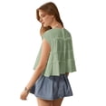 thumbnail image 5 of Peplum Tops for Women Crew-Neck Ruffled Bobydoll Tunic Tank Shirts Loose Fit Summer Outfits Green XL, 5 of 9