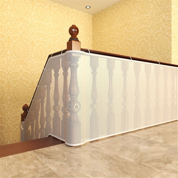 Gate for Stairs, Banister Guard for Kids, Pets, Toys, 2 Set 10 ft x 2.6 ft Mesh Netting Safety Net for Balcony Rail Stair, Stairway Net Safety Products for Indoor & Outdoor (White)