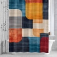 thumbnail image 3 of Minimalist Art Shower Curtain for Bathroom Decor, Modern Multi Color Square Color Block Waterproof Fabric Shower Curtain, 72"x72" Set with 12 Hooks, 3 of 9