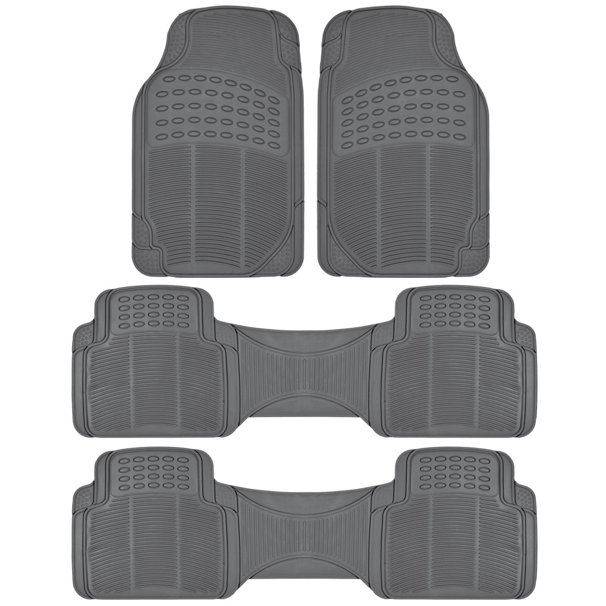 All Weather Heady Duty 3pc Car SUV Truck Front & Rear Liner Rubber Mats Tan 