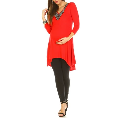 Women's Maternity Embellished Tunic Top - Extended Sizes Available