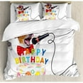 thumbnail image 3 of Kids Birthday Duvet Cover Set Twin Size, Birthday Musician Singer Dog with Glasses and Party Cake Cones Image Print, Decorative 2 Piece Bedding Set with 1 Pillow Sham, Multicolor, by Ambesonne, 3 of 3