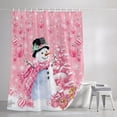 thumbnail image 3 of Shower Curtains for Bathroom, Pink Christmas Waterproof Fabric Shower Curtain, Snowman Xmas Tree Ball Gifts Winter Decorative Bathroom Curtain for Bathtub, 72"x84", No Hooks Included, 3 of 9