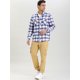 thumbnail image 2 of sourcing map Camisa De Franela Estampado De Cuadros Mangas Largas Botón Arriba Cuello V Para Hombres Azul Y Blanco 48 Unique Bargains Camisa, 2 of 7