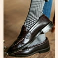thumbnail image 6 of Men's Mercerized Cotton Dress Socks Business Casual Plaid Crew Sock Lightweight Soft Comfort, Medium 7.5-11.5, 6 of 7