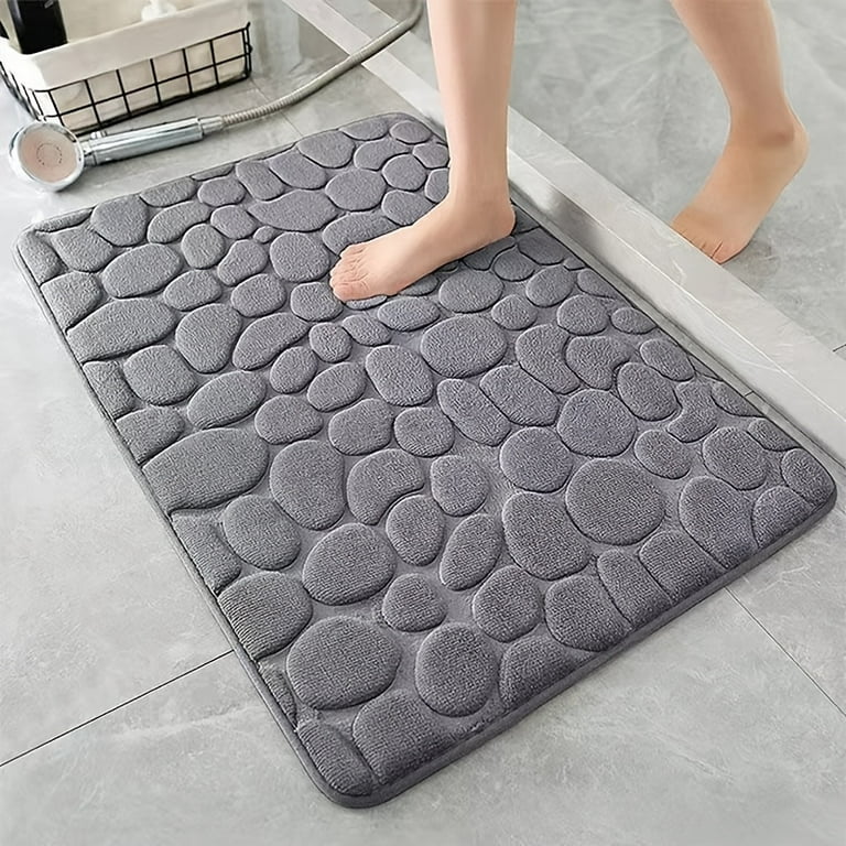 1pc Memory Foam Bath Rug, Cobblestone Embossed Bathroom Mat, Rapid Water  Absorbent And Washable Bath Rugs, Non-Slip, Thick, Soft And Comfortable  Carpet For Shower Room, Bathroom Accessories 