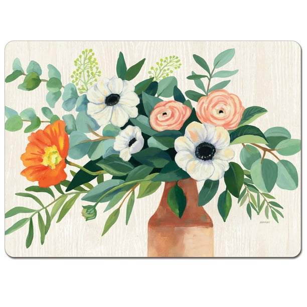 Cala Home "Vase of Poppies" Premium Decorative Hardboard Cork Back