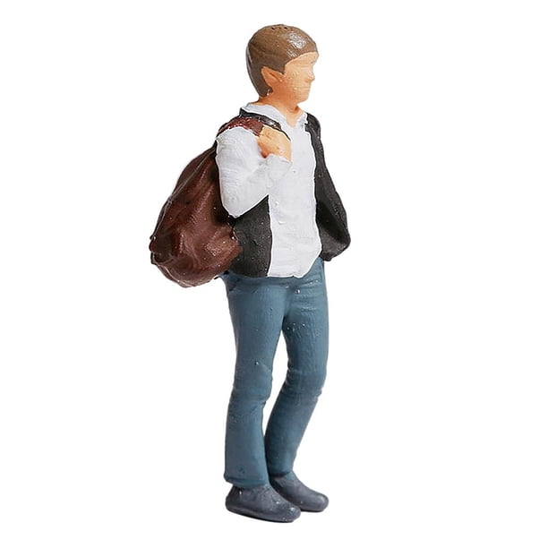 Figuras de resina a escala 1/87, personajes en miniatura para microescenas, escenografía DIY. Mochila marrón D