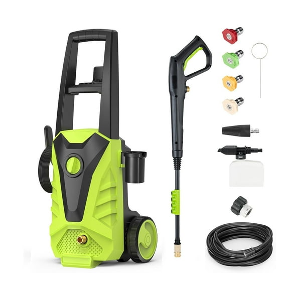 Betcozy Pressure Washer, Electric Power Washer 2.0 GPM with 5 Quick Connect Nozzles, High Pressure Cleaning Machine with Foam Cannon, for Cars/Driveways/Patios/Home Cleaning, Green