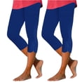 thumbnail image 2 of Yourumao Womens Two Pack Capri Leggings Skinny High Waisted Capris Stretchy Solid Color Tights Comfy Slim Fit Pants Summer Outdoor Trousers, 2 of 6