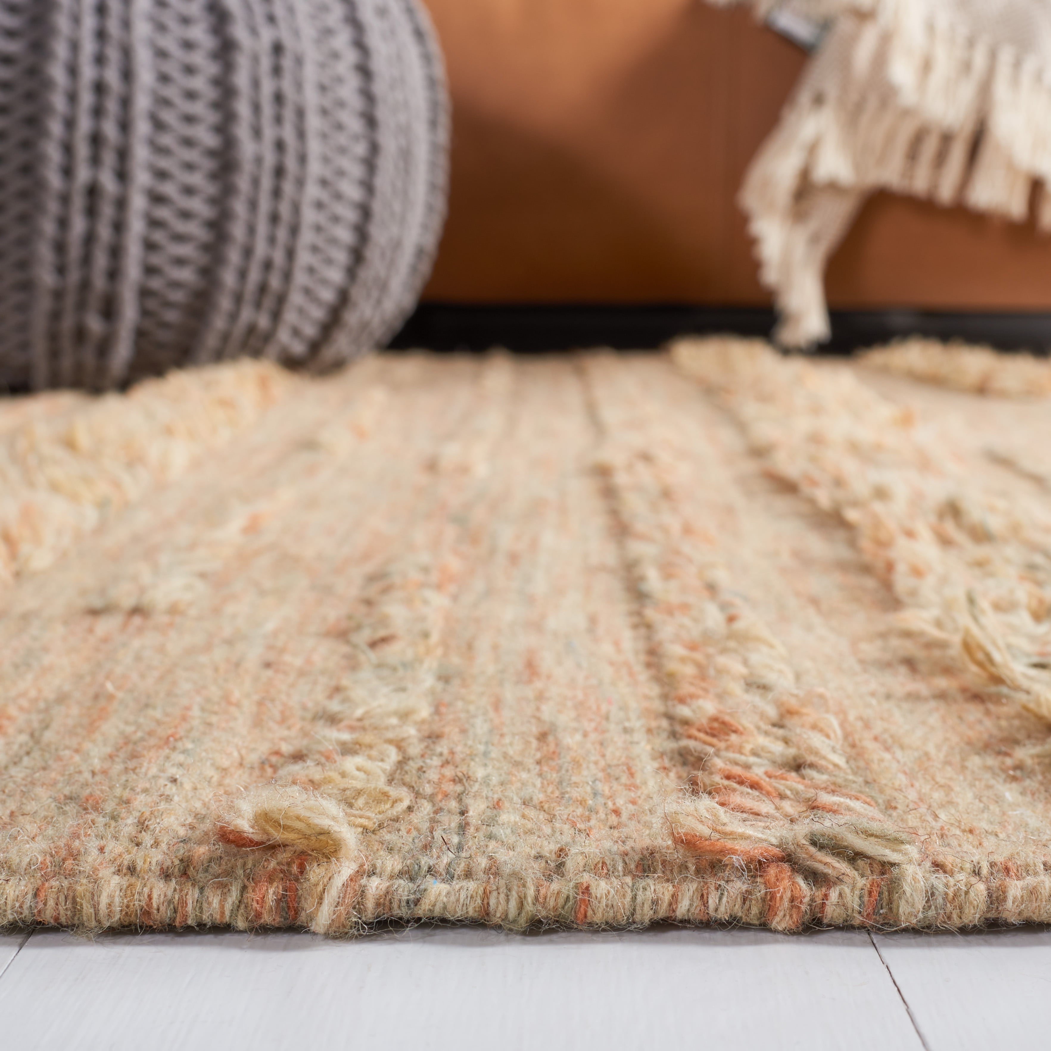 SAFAVIEH Vermont Zavanna Striped Area Rug, Beige/Orange, 6' x 6' Square