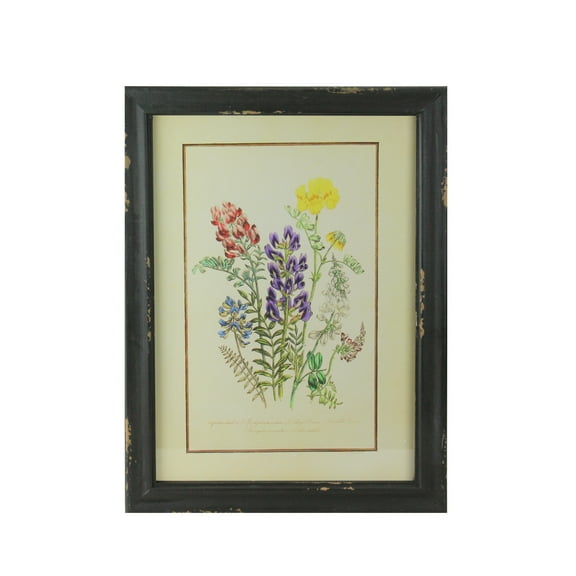 Raz 16" Black and Butter Yellow Persea Distressed Wood Framed Print Wall Art