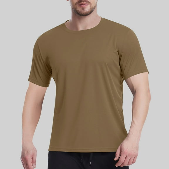 ITSAME Men's Short Sleeve Tee, Solid Color Breathable Casual Crew Neck 2025 Summer Casual Basic T-Shirt Coffee XL