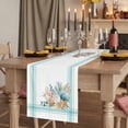 thumbnail image 2 of Aqua Coastal Table Runner, Nautical Seashells Coral Leaves Stripes Washable Cotton Linen Table Runners 90 Inches Long, Dresser Scarf Runner for Dining/Coffee/Kitchen/Hallway Tables 13''x90'', 2 of 9