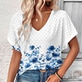 thumbnail image 3 of Xuyuer Womens T Shirt Casual Short Sleeve V-Neck Graphic T-Shirt Tops Tees Summer Dressy Casual Tops Pleated FrontVintage Shirt for Women Graphic Tee Casual Cottagecore Summer T Shirt, 3 of 6