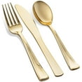 thumbnail image 4 of 600 Piece Gold Dinnerware Set - 100 Gold Rim 10 inch Plastic Plates 100 Gold Rim 7 Inch Plates -300 Gold Plastic Silverware - 100 Gold Plastic Cups - 100 Guest Disposable Gold Dinnerware Set, 4 of 8