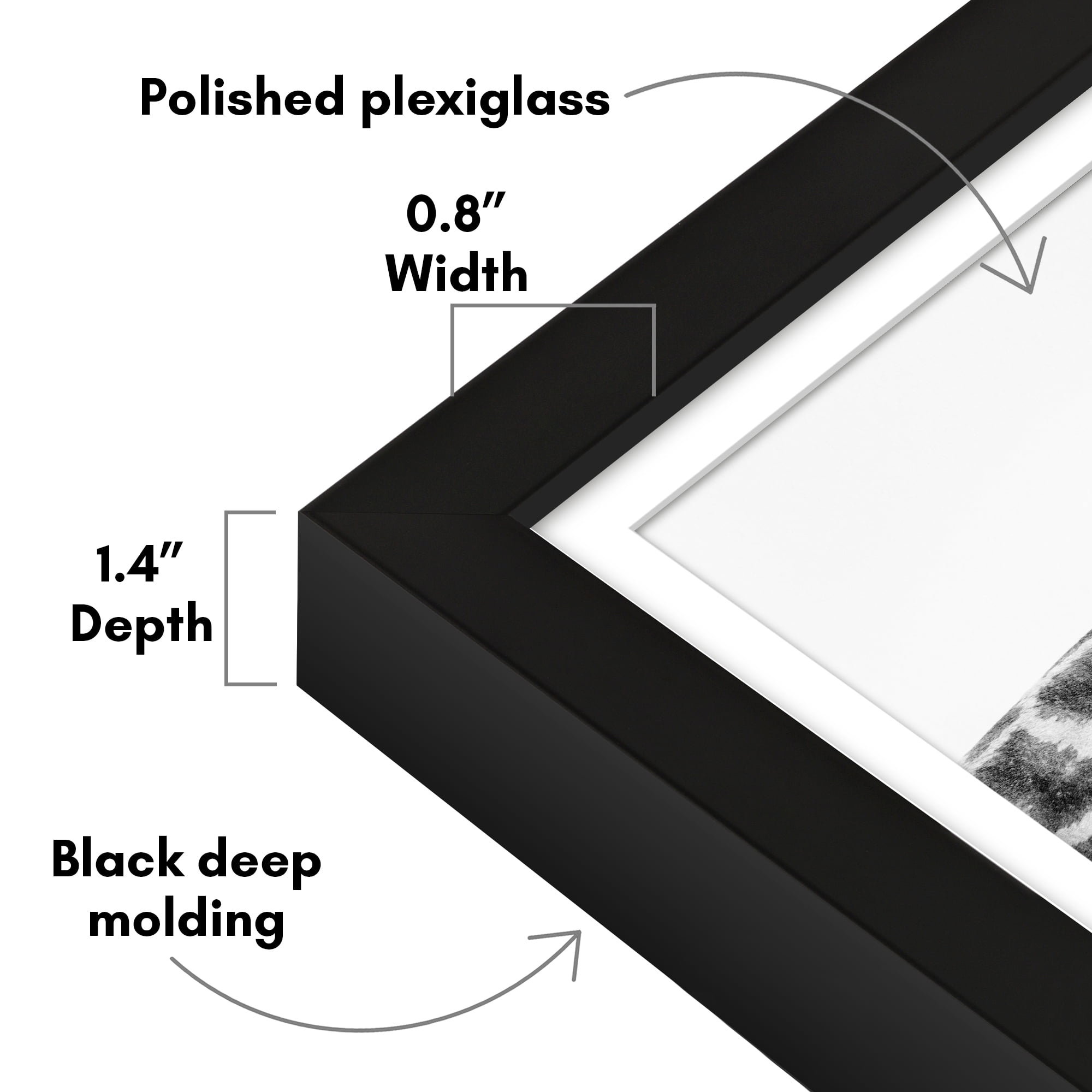 Americanflat 12x18 Poster Frame with Polished Plexiglass with 11x17 Mat Display Photo Soho Collection - Black