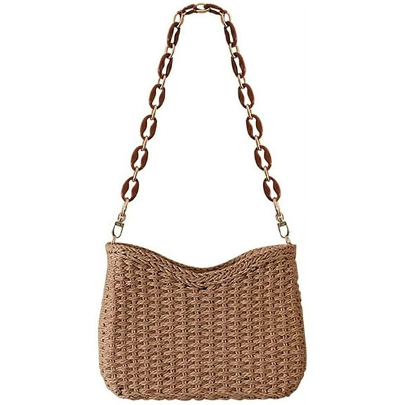 Straw Woven Shoulder Bag for Women Summer Beach Travel Crossbody Handbag Classics Satchel Purse