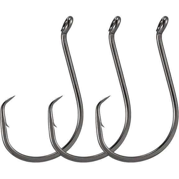 100 Pack Octopus Circle Hooks, Saltwater & Freshwater Fishing Hooks, #8-#10/0, Offset, Catfish, Tuna, Striper, Snapper, Bass Fishing