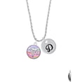 thumbnail image 2 of Delight Jewelry Silvertone Domed Multi Color DH Silvertone Script Initial Disc - D - Charm Necklace, 20"+3", 2 of 4