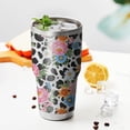 thumbnail image 4 of 30oz Pioneer Flower Floral Print Pattern Tumbler, Double Wall Vacuum Insulated Cup, BPA-Free Leak Proof Lid & Reusable Straws, Hot 12h, Cold 34h, 4 of 6