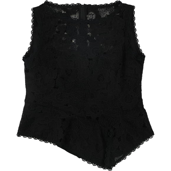 Nanette Lepore Camiseta sin mangas con encaje de flores para mujer, negro, 4