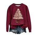thumbnail image 2 of pimelu Christmas Sweatshirt Clearance Christmas Sweater for Women Plus Size Long Sleeve Crewneck Sweatshirt Tops Ladies Fashion Christmas Tree Graphics Pullover Shirts, 2 of 4