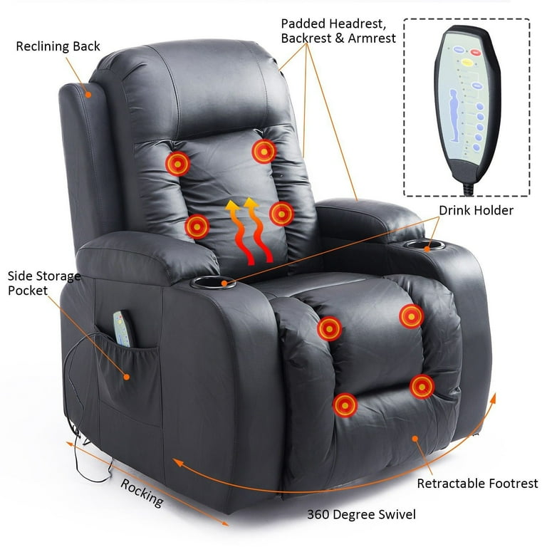 Office Ergomomic Heated Vibrating Massage Chair PU Leather Swivel